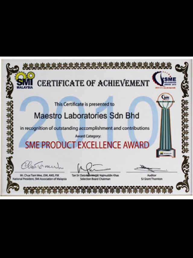 SME Product Excellence Award in 2010